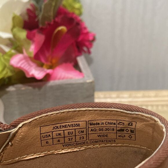 Vionic Jolene Leather Booties Side Zip Burnished Toe Brown Sz 6 Wide - Picture 14 of 15